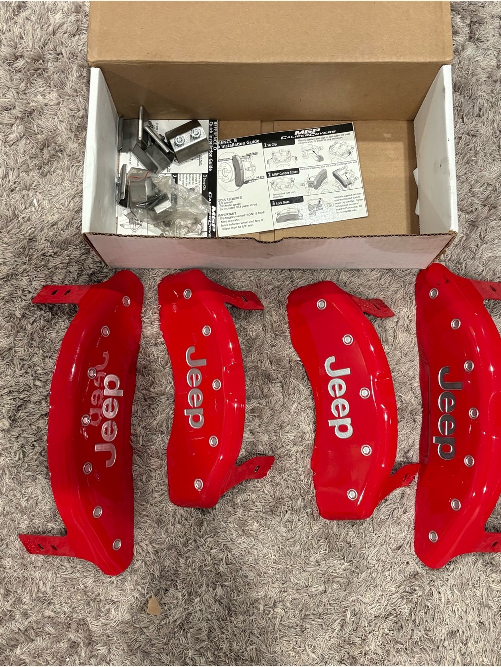 Jeep Red Brake Caliper Covers Set with Logo MGP 42020SJEEP covers